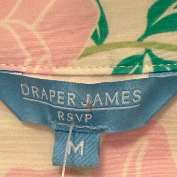 Draper James Pink Floral Midi Collared Puffed Sleeve Dress No belt Cotton Blend - Picture 2 of 8